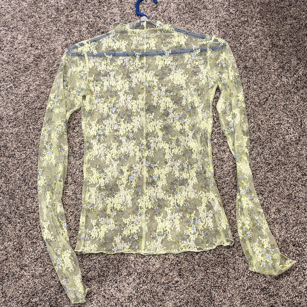 Free people Floral Lace Long Sleeve Top